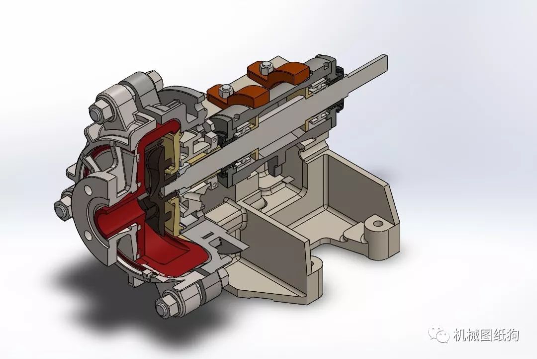 【工程机械】半剖离心泵结构3d模型图纸 solidworks