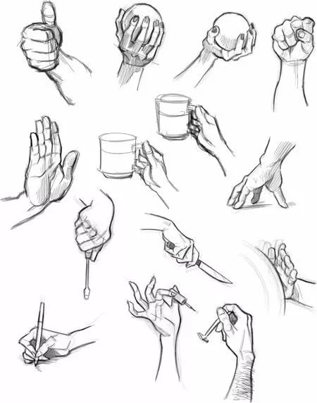 在艺术考试和绘画创作中 抓东西的手,几乎囊括其中 手抓饼剑,手握刀