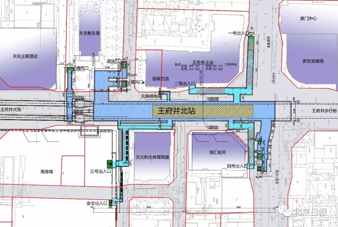 公交都市王府井新增俩地铁站出入口直通商场