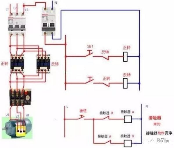 接触器控制电机正反转接线方法图解