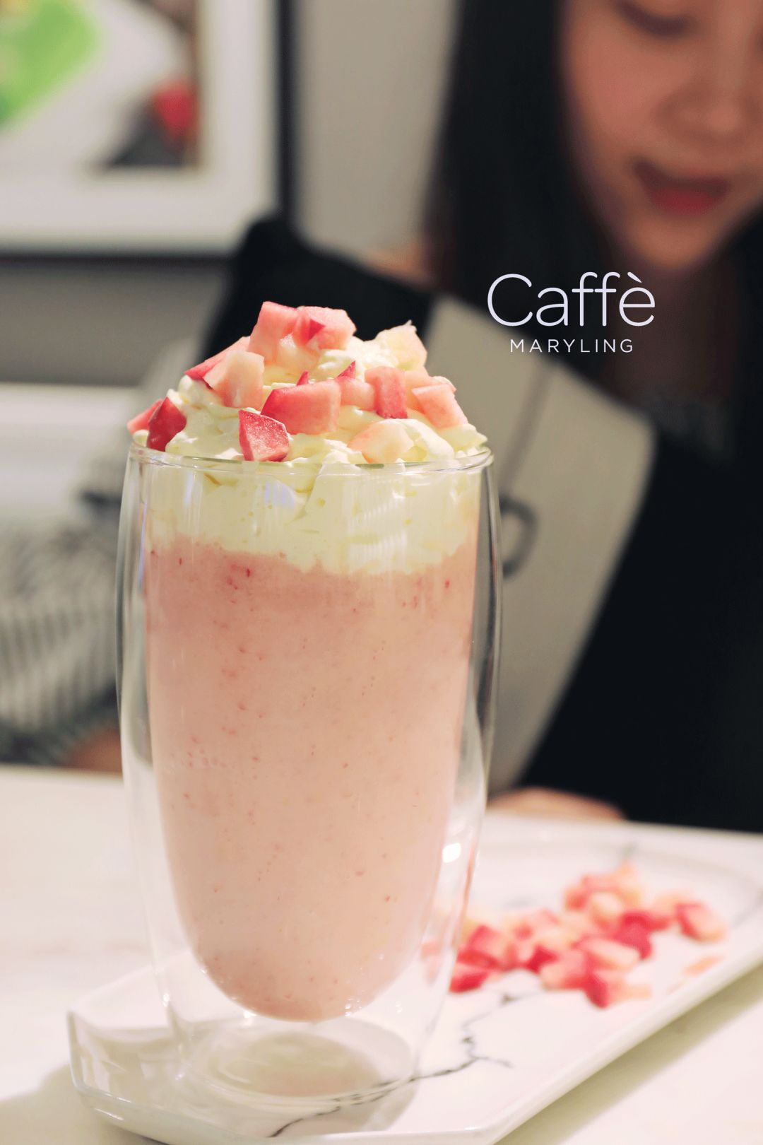 水蜜桃酸奶冰乐caffè maryling对食物的品质和美感的超高要求让这里