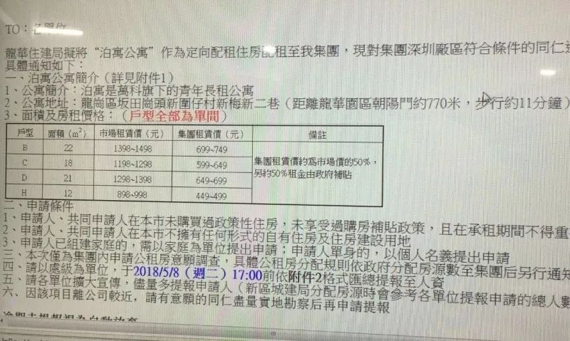 富士康的定向配租的公租房这样看来对于该报道中声称的有富士康员工向