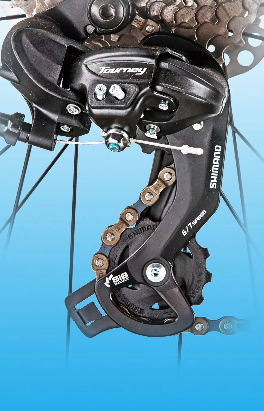 搭配专业的shimano rd-ty300后变速器,变速精准,快捷,可靠.