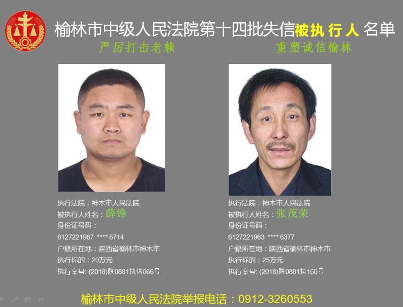 榆林发布失信被执行人黑名单 第一期216人成老赖（附名单） 综合 第6张