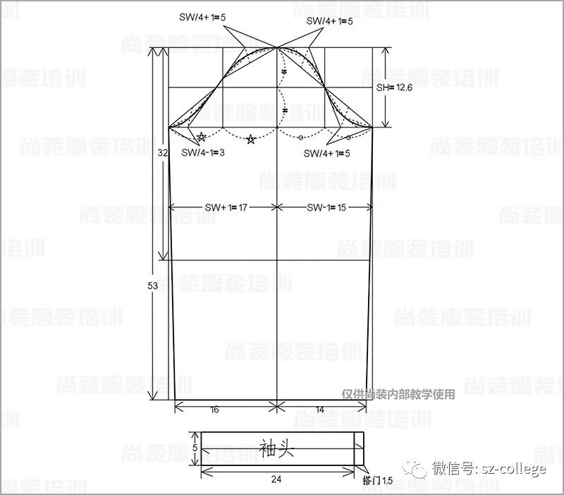 女衬衫制版步骤天津尚装服装培训学校教案笔记