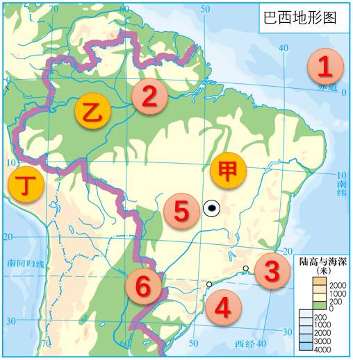 亚马孙平原与亚马孙河 嗨,你能说出下图中重要地理事物的名称吗?