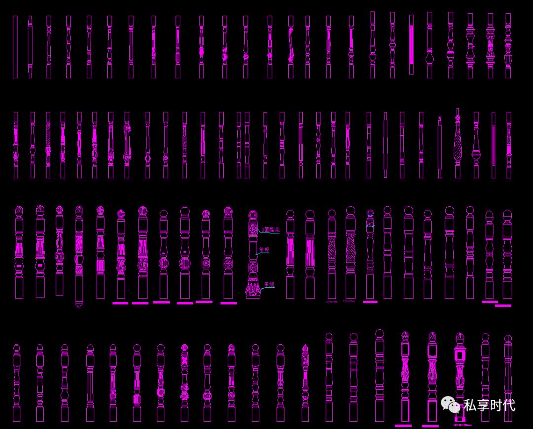 整木楼梯柱cad模块分享!