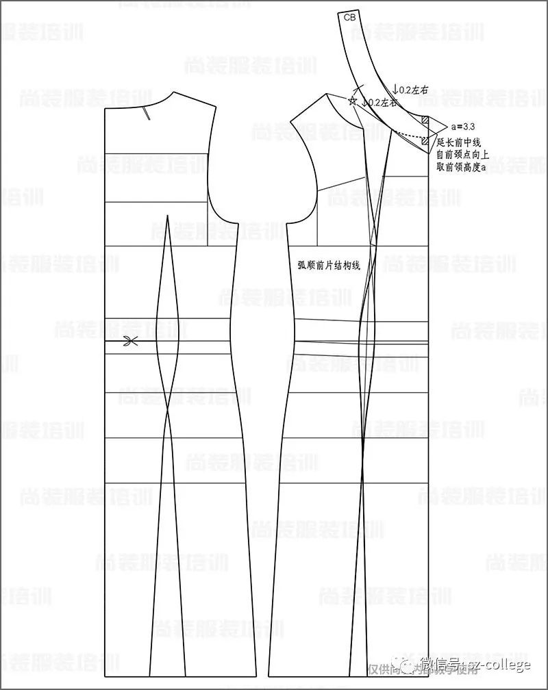 服装平面制版 |连立领连衣裙|尚装服装制版培训[第二讲]