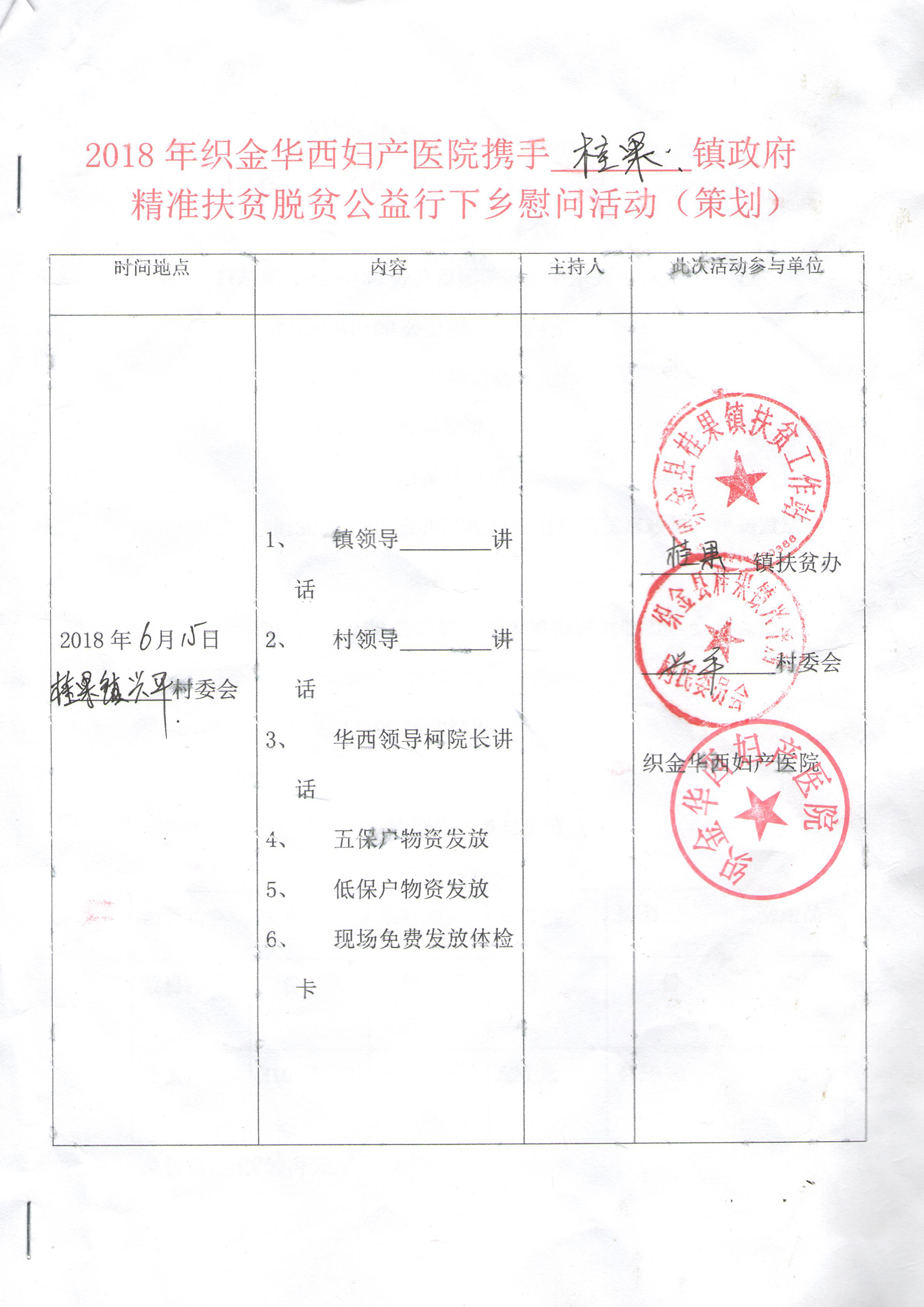 近日毕节市织金县华西妇产医院精准扶贫脱贫在桂果镇新华村开展