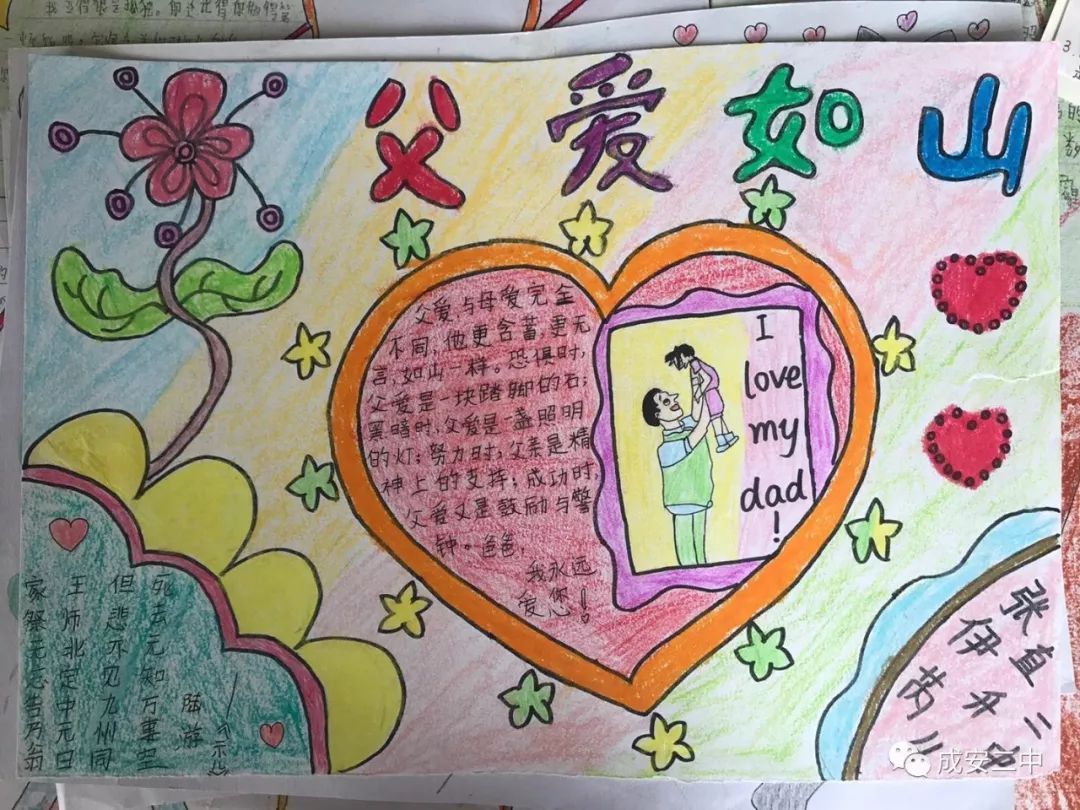 在父亲节到来之际,孩子们用手抄报的方式表达了自己对爸爸的爱.