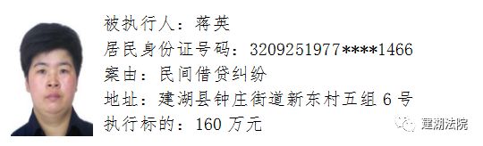 建湖法院公布2018年第5批失信被执行人名单,快看都有