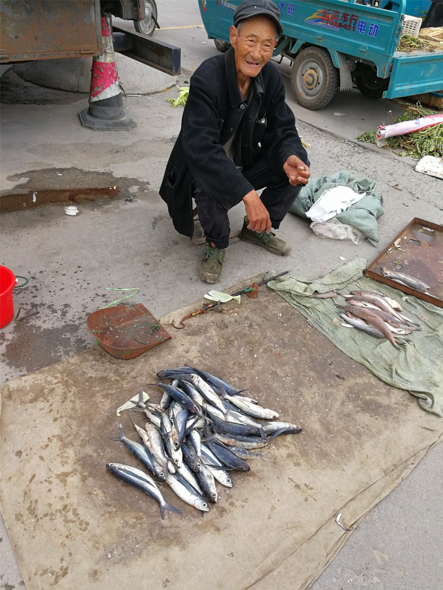 80多岁农村大爷,每天骑行几十里,卖的全是稀罕鱼