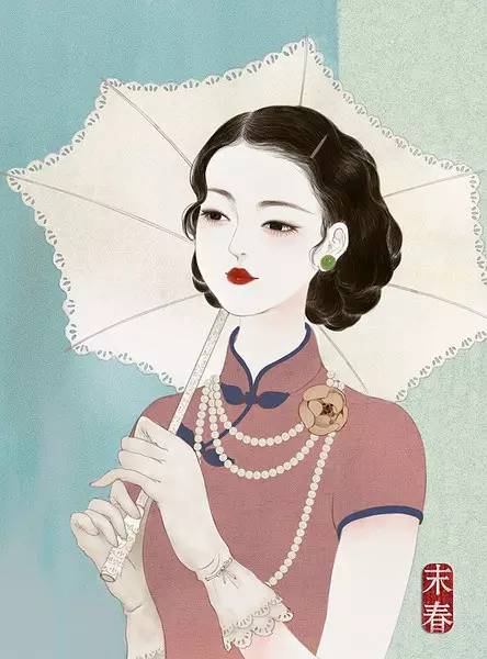 文化 正文  最近看了一组 老上海民国旗袍美人图 这组画的作者是末春
