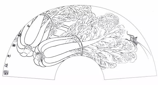 吉祥寓意花鸟白描