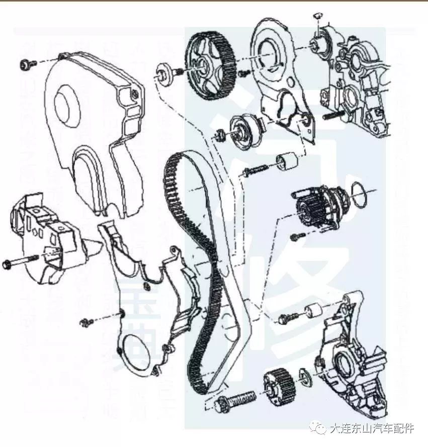 110款奥迪发动机正时皮带安装示意图