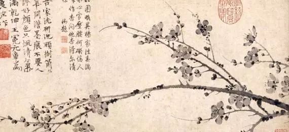 如王冕的《墨梅图》,吴镇的《墨竹谱》,虽然画面的花卉图式依然还是