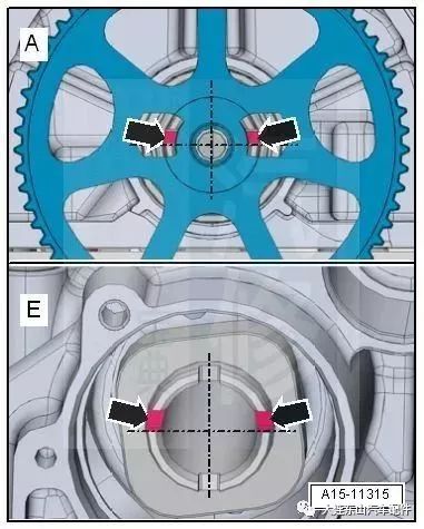 110款奥迪发动机正时皮带安装示意图