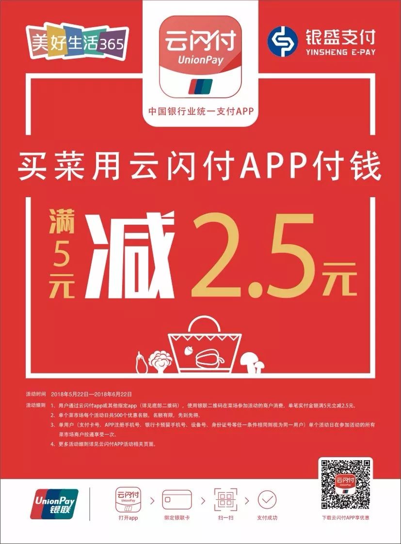 银盛支付加速市场占领,推动"云闪付"移动支付示范菜市