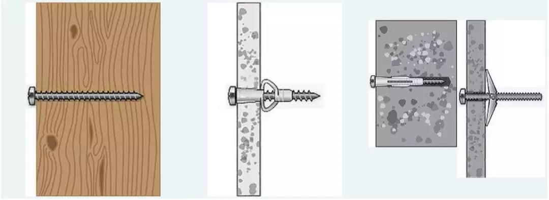 砖石结构墙,实心墙用膨胀螺栓和螺丝,空心墙用栓扣式.