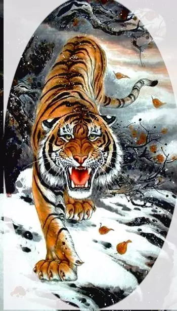 老虎下山的画:老虎的图案一定要上山