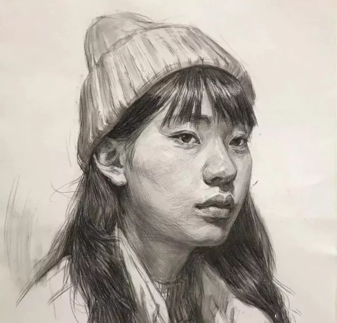 素描头像:各角度女青年素描头像解析!