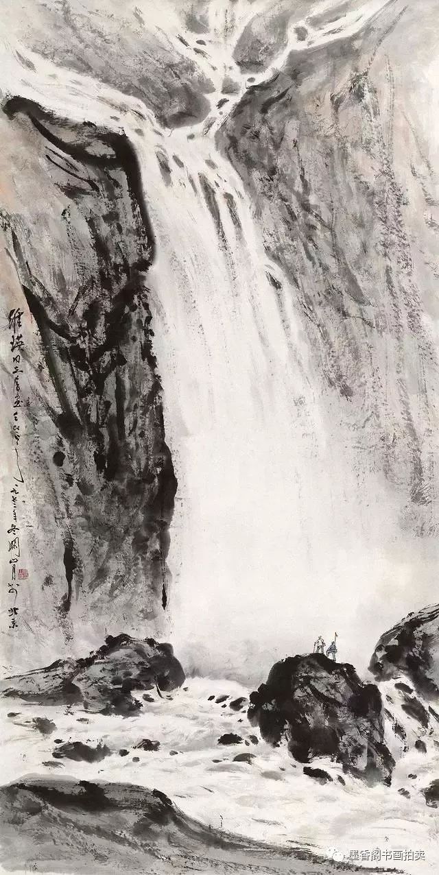 黄君璧是一代山水画大师,尤以画云水瀑布为长.