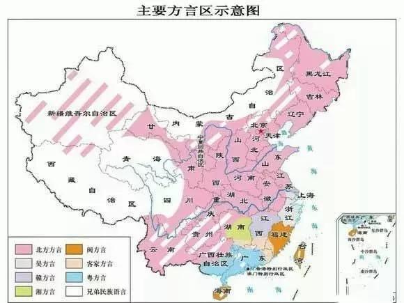 全国主要方言示意图