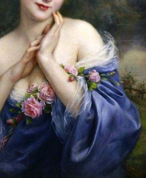 西方古典油画里的女人与花