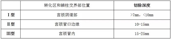 目前,宫颈锥切术分为三型,要求切除完整的转化区和鳞柱交界部以上的