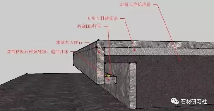 石材楼梯踏步灯带出现反射灯珠的处理方法