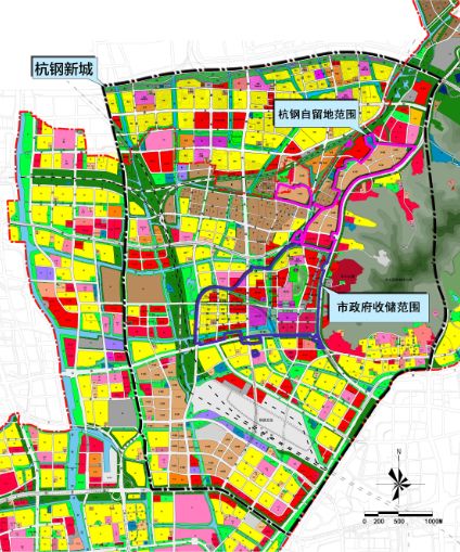 杭钢新城用地规划概念方案,具体以实际建设为准.