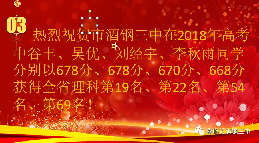 嘉峪关市酒钢三中2018年高考喜报