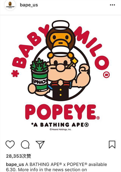 popeye与bape联名了,大力水手会pick菠菜还是猿人?