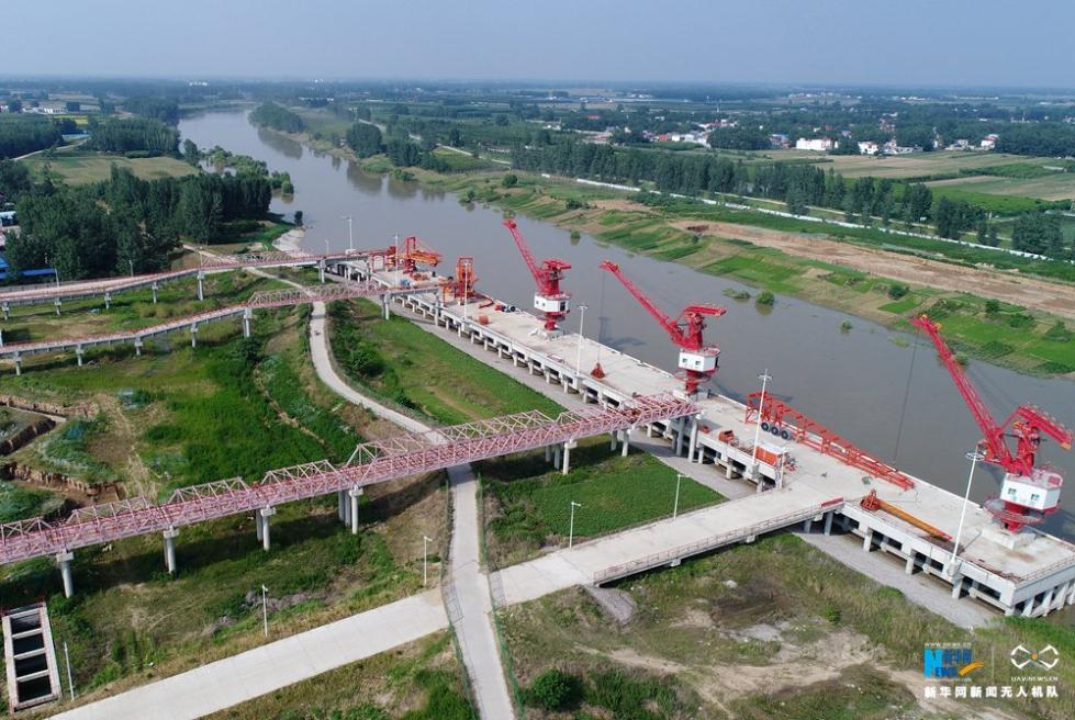 航拍建设中的河南漯河港