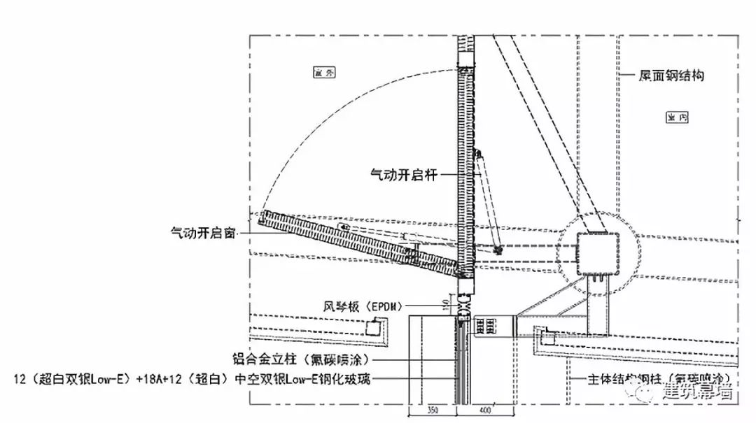 幕墙气动排烟窗节点图