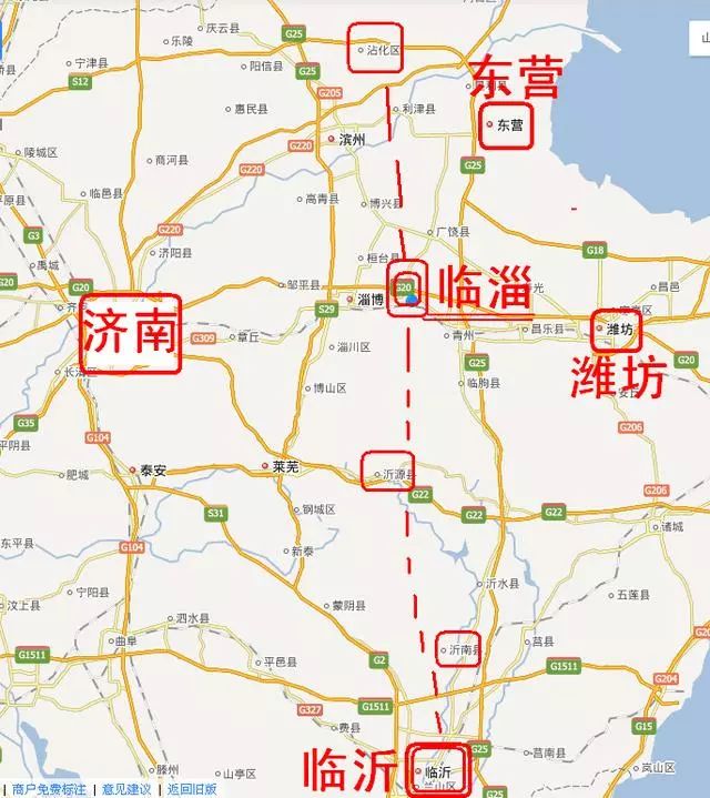 于龙泉镇东预留规划济潍高速衔接条件,向南于淄川区西河镇东交x006幸