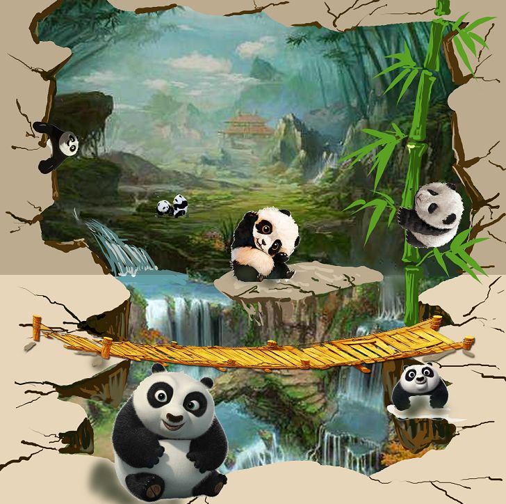 以"成都宝宝, 3 d 熊猫"为主题将有两组立体的3d立体墙绘作品呈现