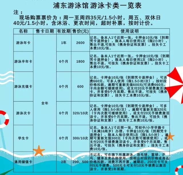 【清凉一夏】上海浦东游泳馆各分馆夏季高峰开放时间表来啦!