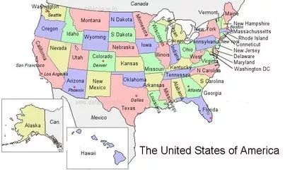 美国各州分布图