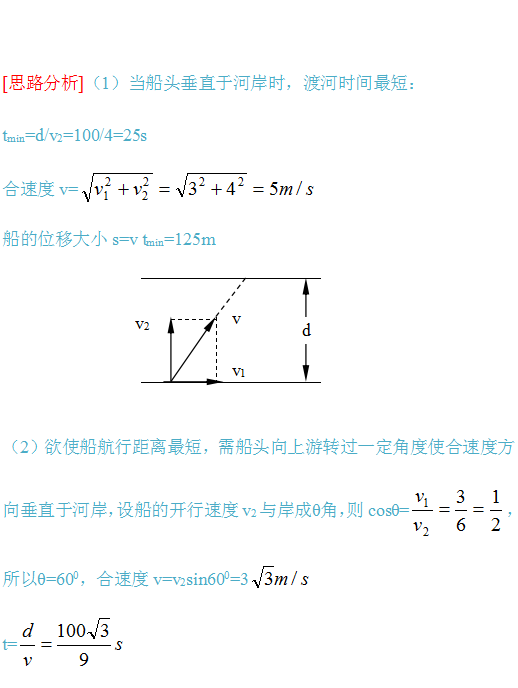 运动学专题讲解——小船过河问题,关联速度解题思路