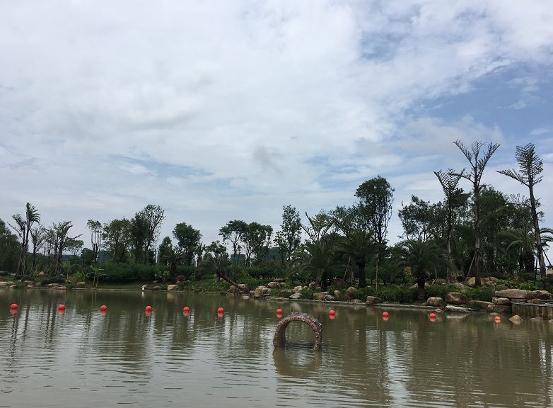 江油持续暴雨中,实拍明月岛公园暴雨后园区情况,涪江河水位下降市民