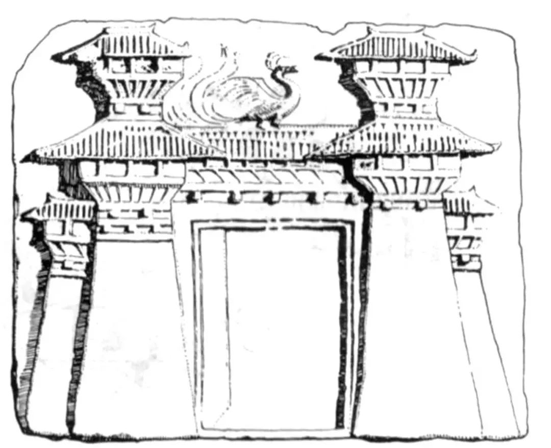 四川成都画像砖中的汉代门阙08《中国古代建筑史》由于旁边是两个