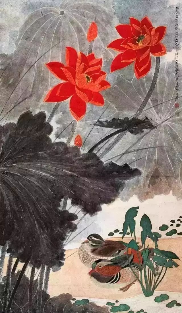 齐白石的国画荷花作品