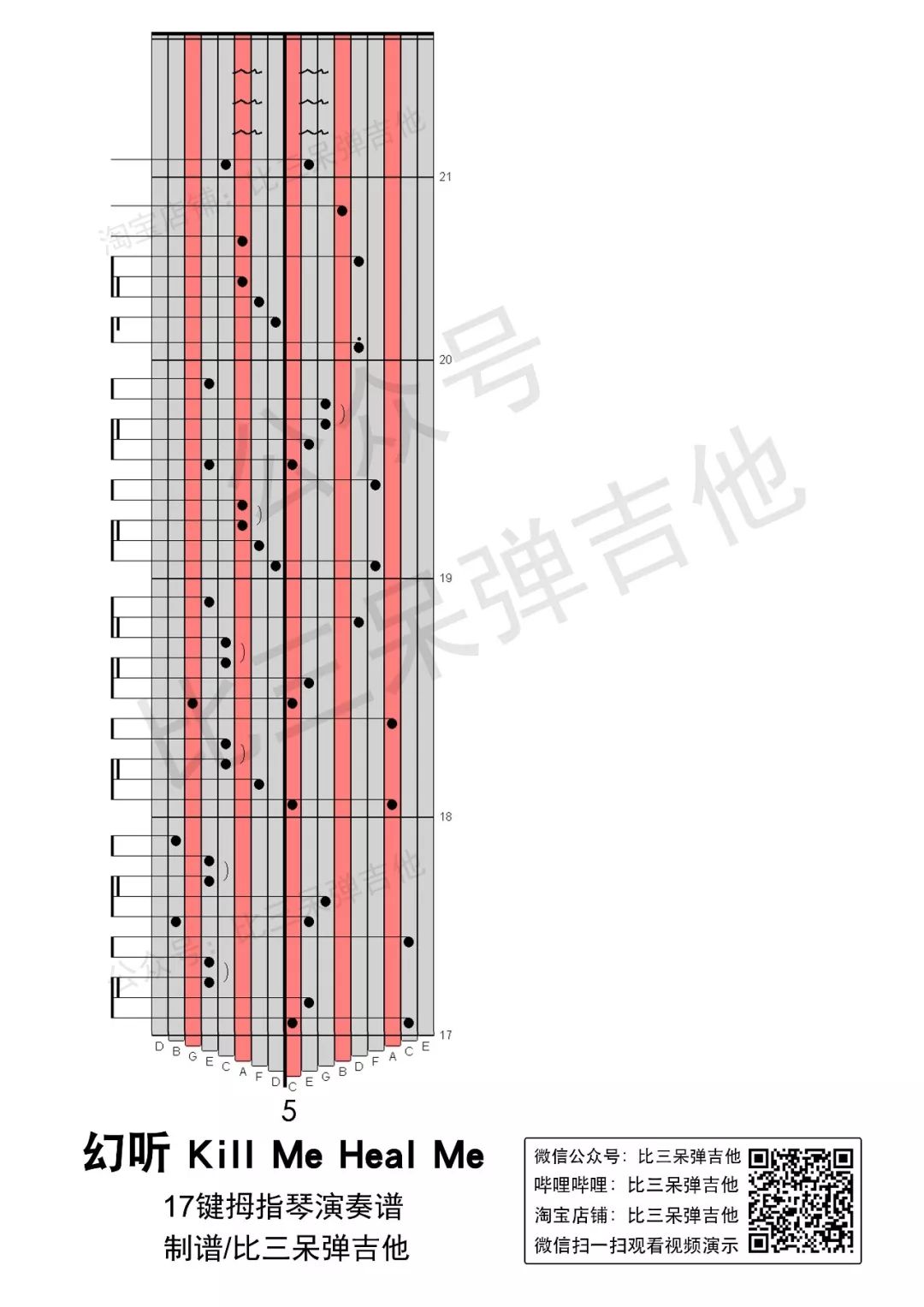 幻听killmehealme杀了我治愈我ost拇指琴演奏谱简谱