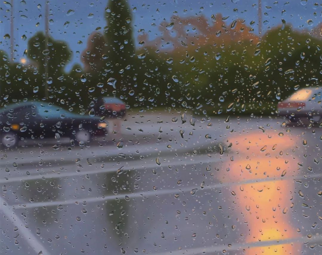 绘画|坐在车里 外面下着雨