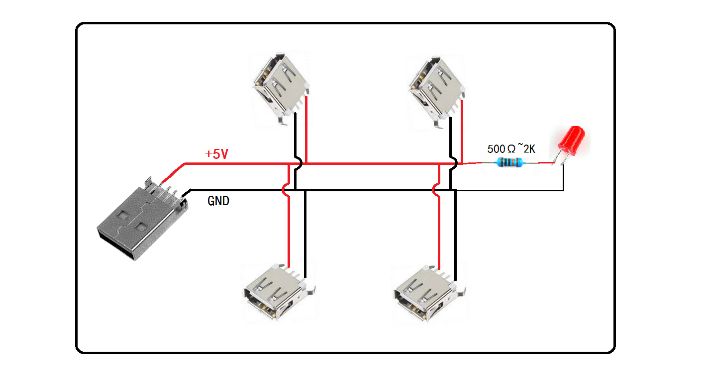 usb取电分线器diy制作