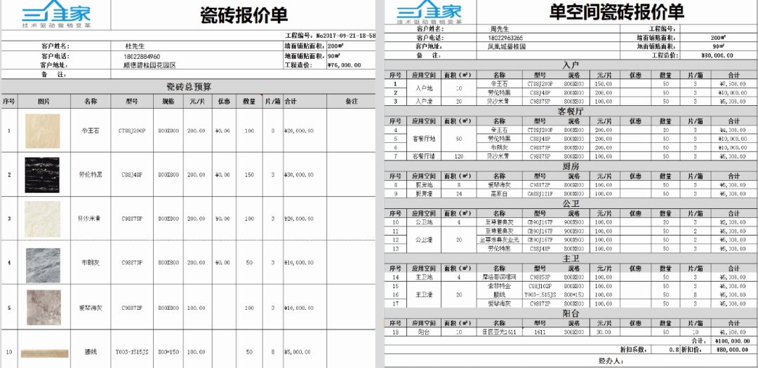 一键生成精准瓷砖报价单,自动统计全屋瓷砖用量和价格,提升设计服务