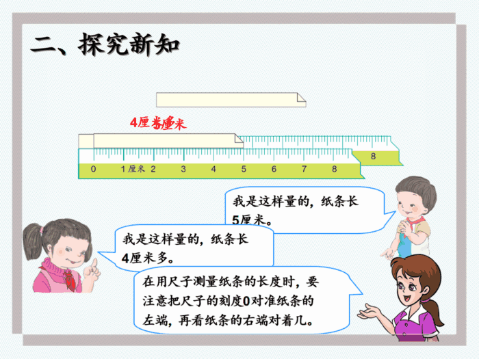 二年级上册数学《长度单位》第一小节认识厘米知识要点讲解