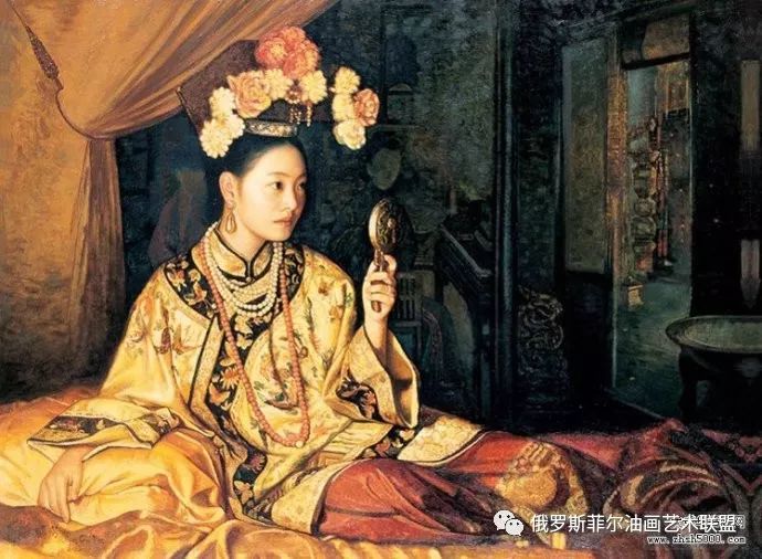 中国当代著名油画家姜国芳清代皇宫人物油画作品欣赏