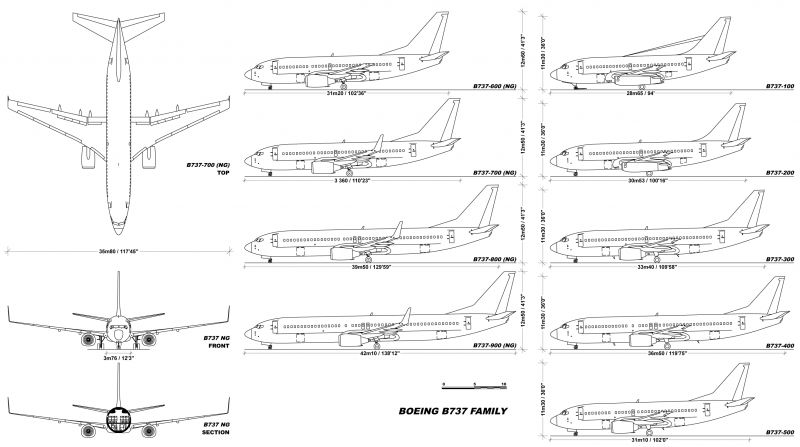 波音737-400机翼下的cfm56-3发动机 这两种方式都增加了发动机距离